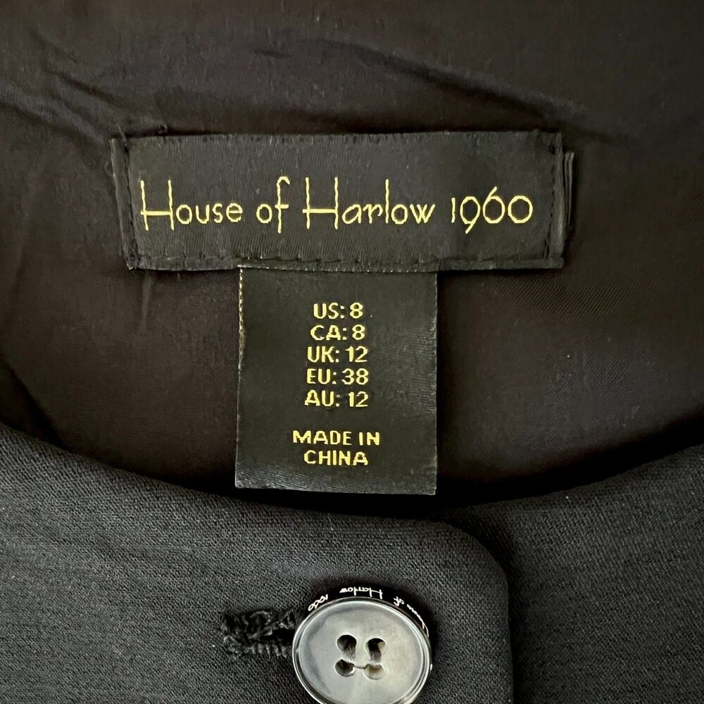 House of Harlow 1960 Black Button Up Vest Size 8 CBK Aesthetic Dark Academia - Picture 9 of 14